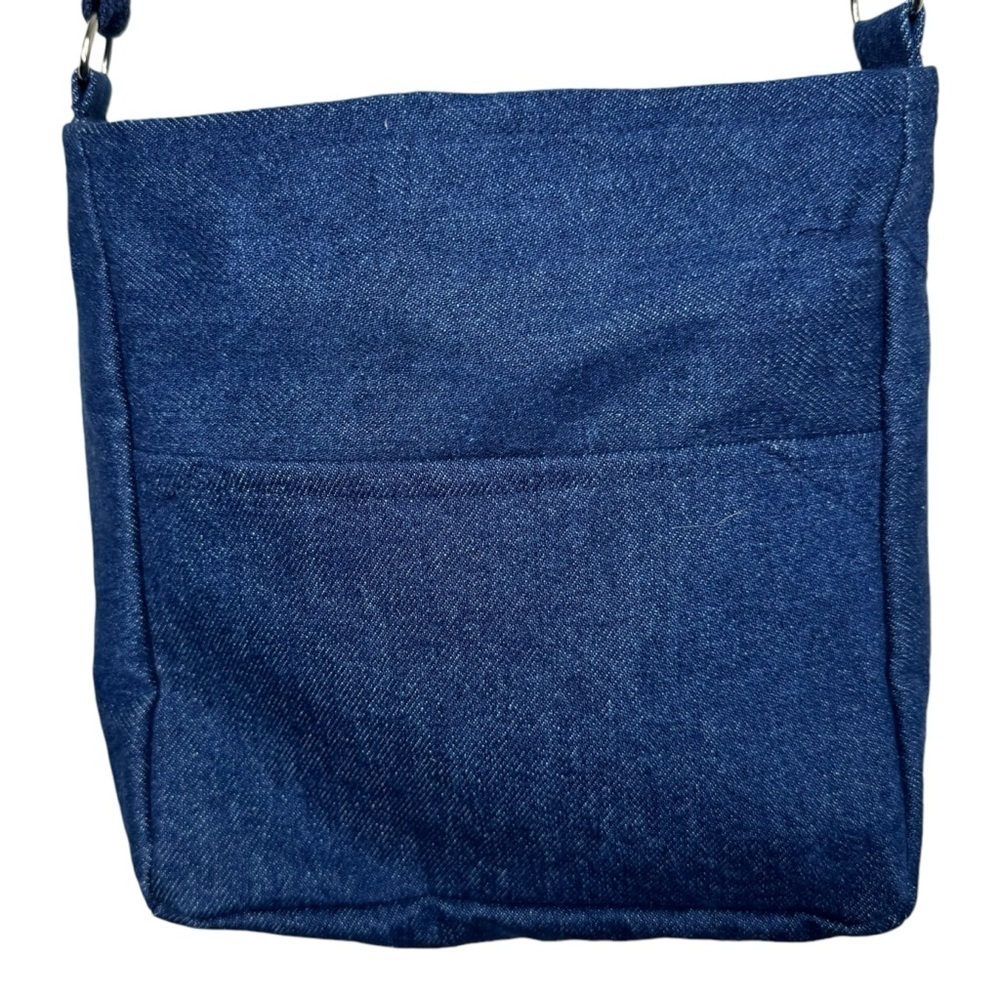 Handmade Fabric Horse Crossbody Shoulder Bag Blue Cotton Floral Interior - Picture 5 of 7